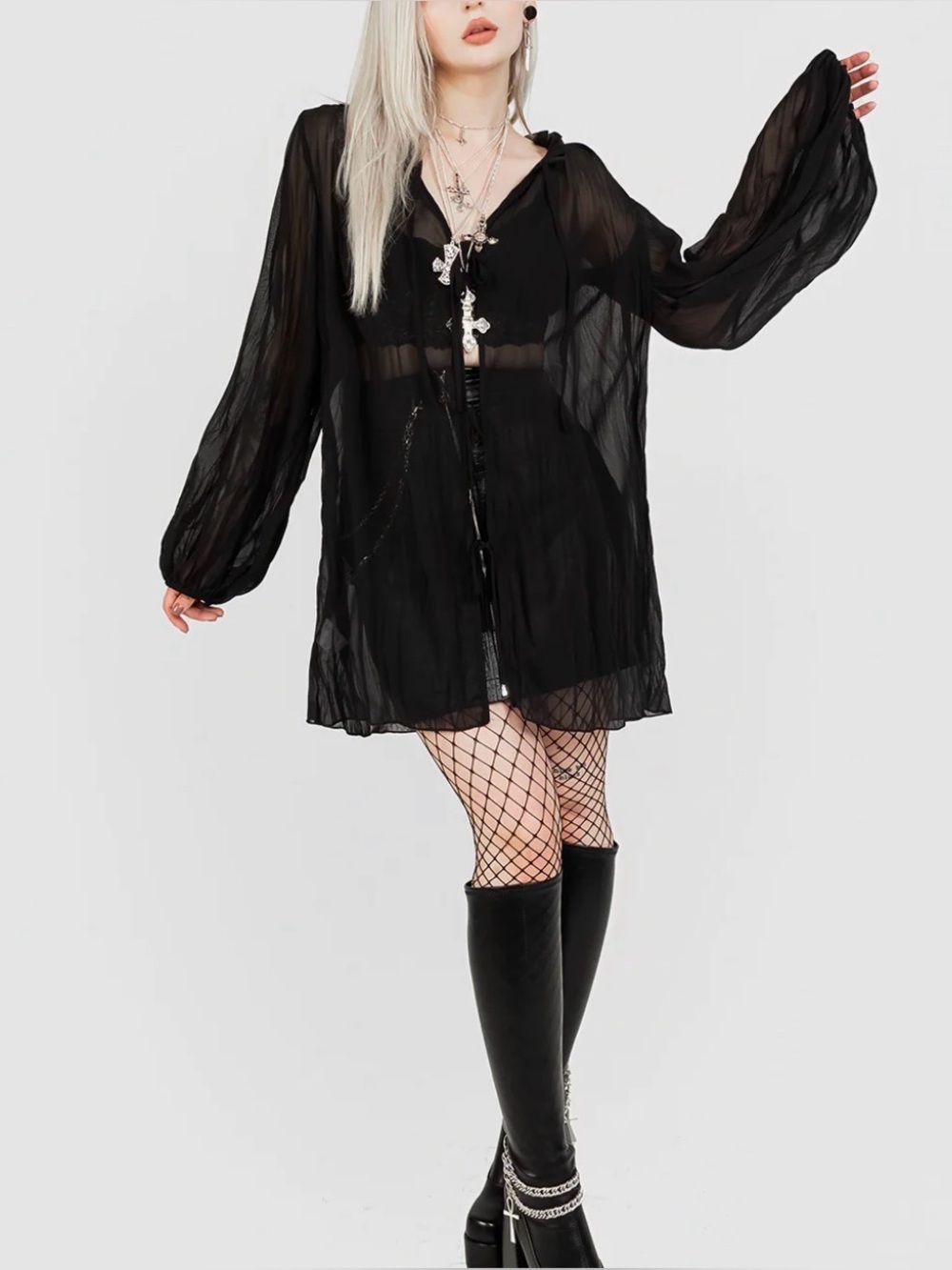 Disturbia Villain Textured Blouse in Black Size 12